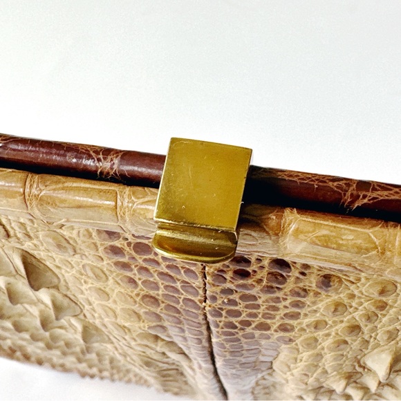 Vintage 120 Jahre Leder Schüler Crocodile Skin Bag - Picture 7 of 12